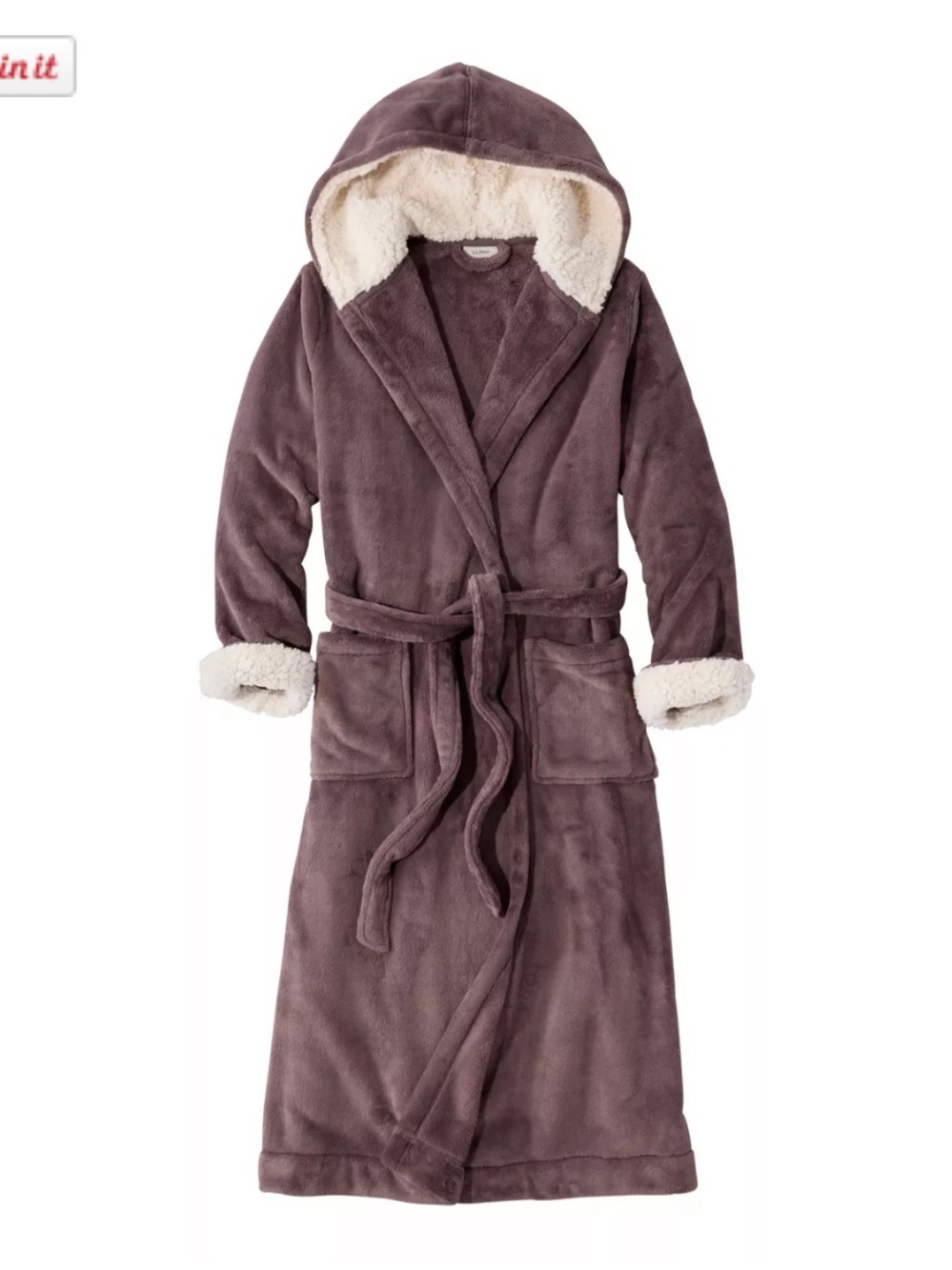LL Bean Med. Women's Wicked Plush Robe in Faded Raisin NWT. MSRP: $120